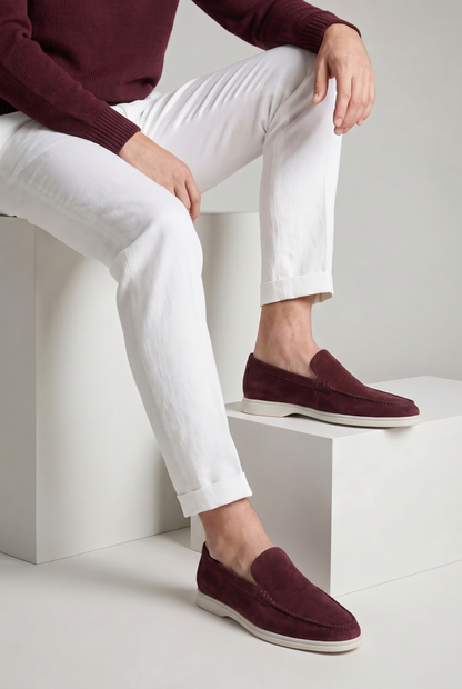 Belluno Classic Suede Loafers Burgundy